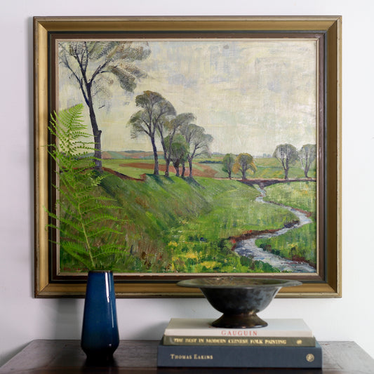 Vintage Art Room Landscape Oil Painting From Sweden by A Larsen 1936