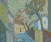 Colorful Swedish Vintage Original Streetscape Oil Painting