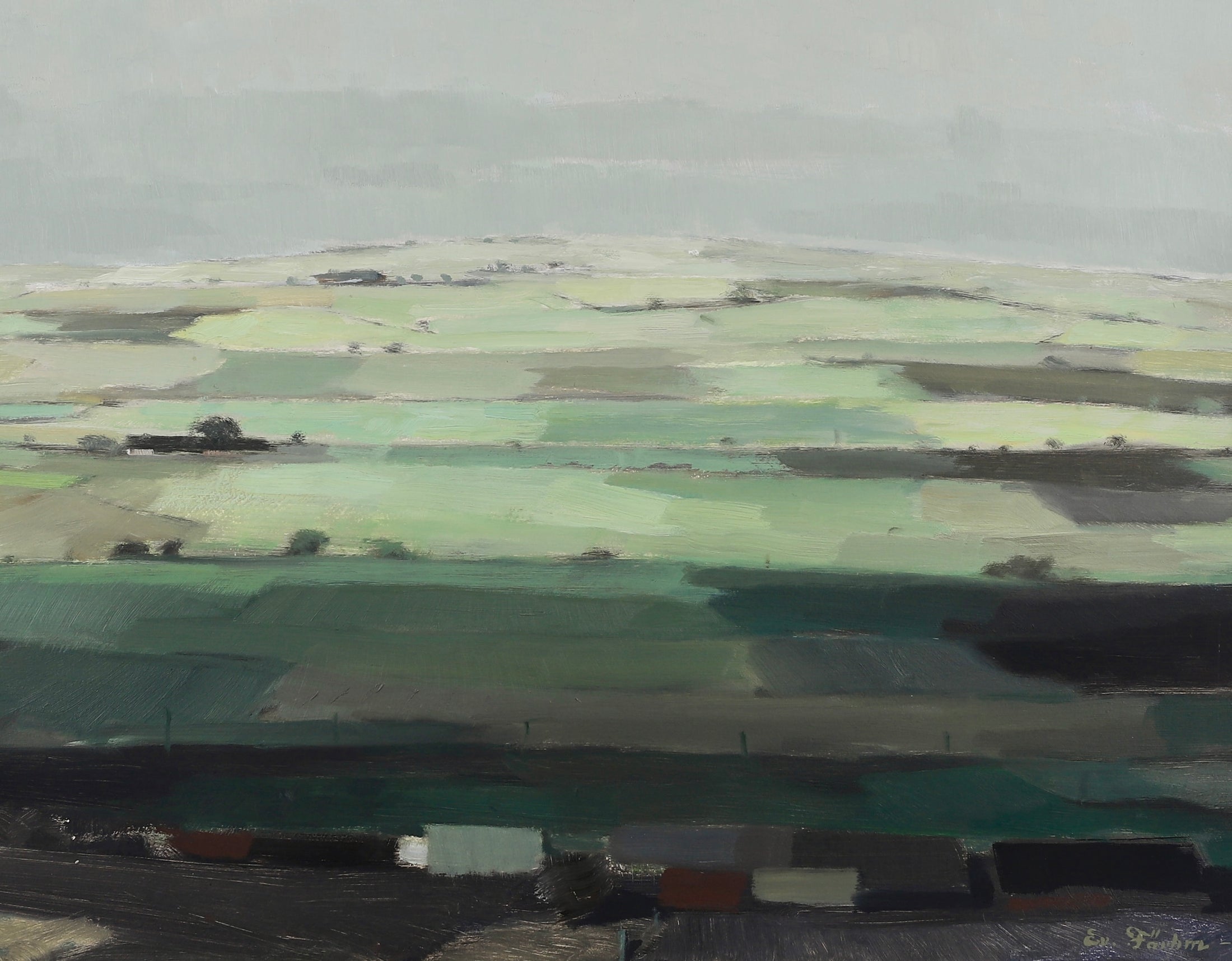 Mid Century Original Landscape Oil Painting from Sweden 1968