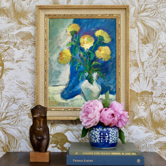Mid Century Original Still Life Oil Painting From Sweden by H Ripa