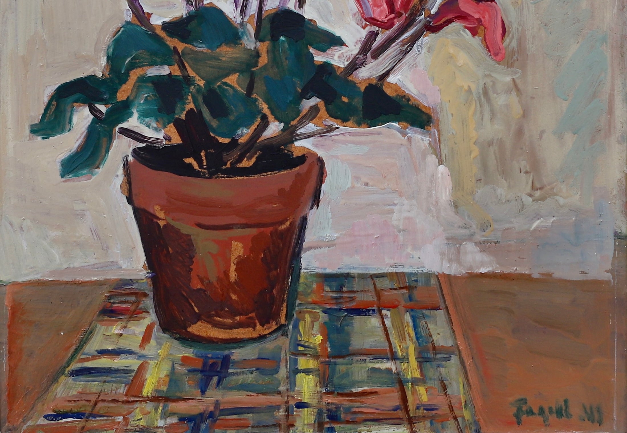 Vintage Art Room Original Still Life Oil Painting Sweden