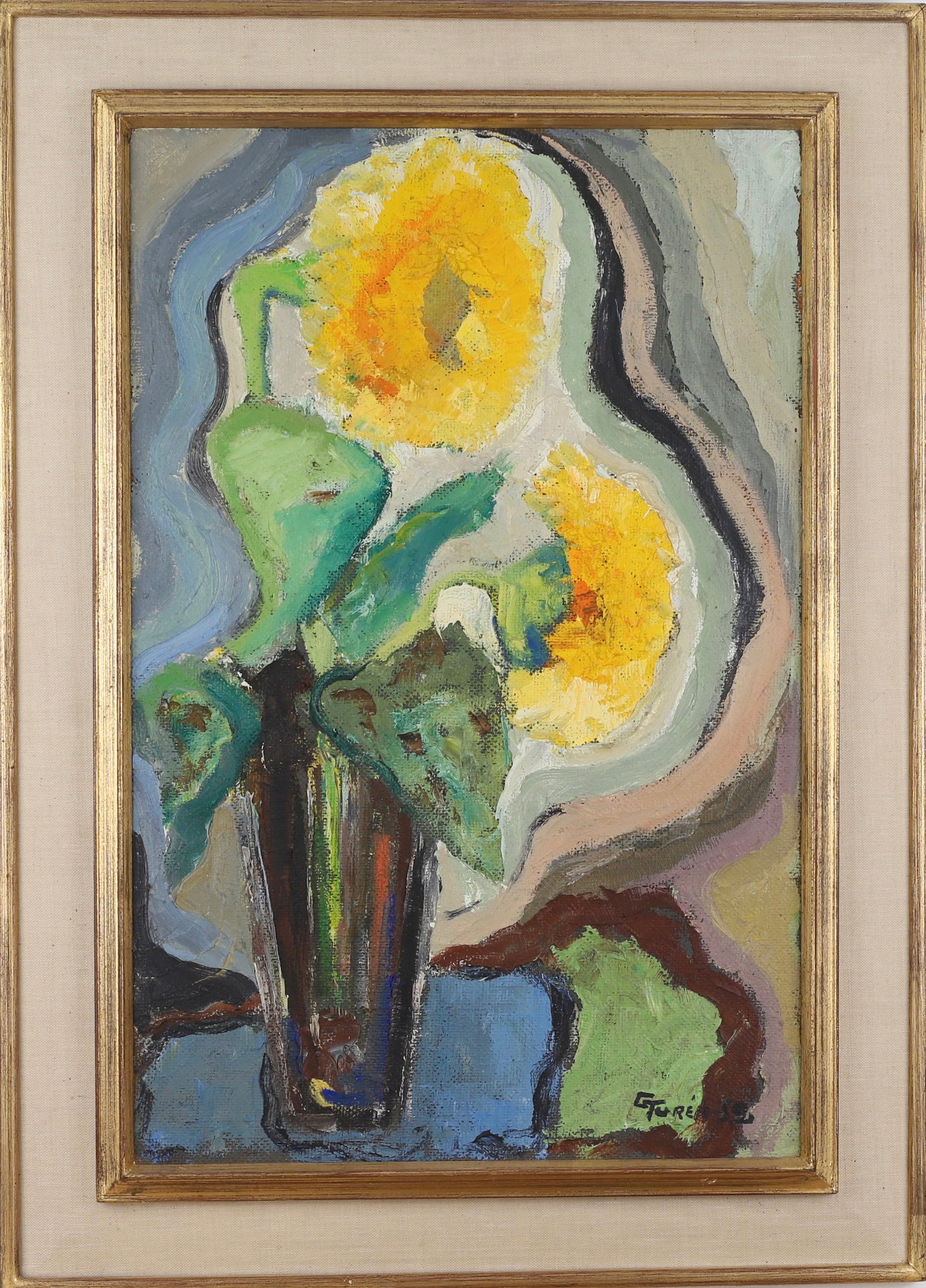 Vintage Art Room Original Floral Still Life Oil Painting Sweden