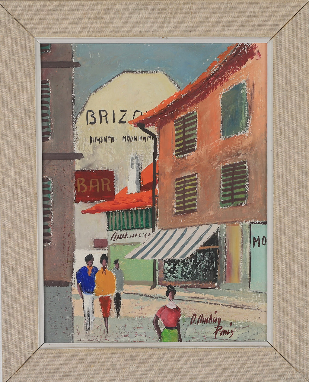 Colorful Vintage Original Parisian Streetscape Oil Painting