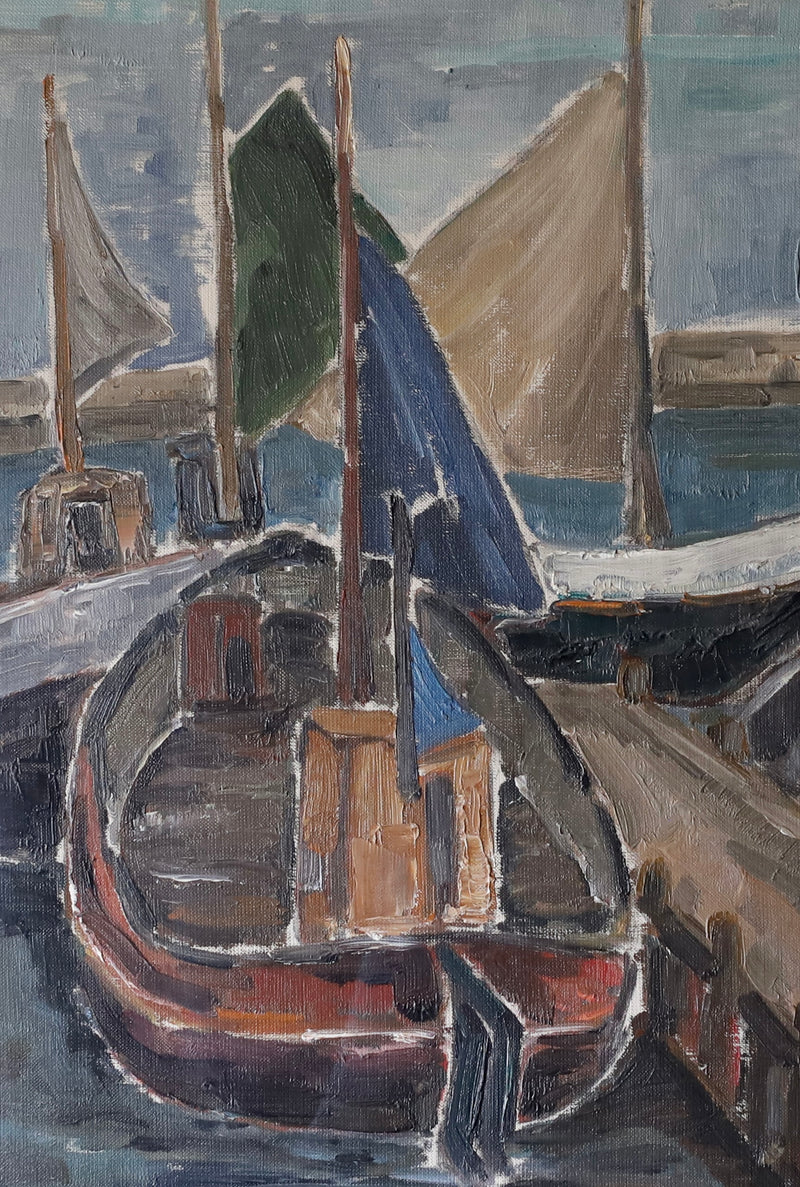 Mid Century Coastal Oil Painting from Sweden