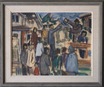 Vintage Painting of Figures from Sweden 1957