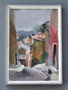 Mid Century Original Cityscape Oil Painting From Sweden