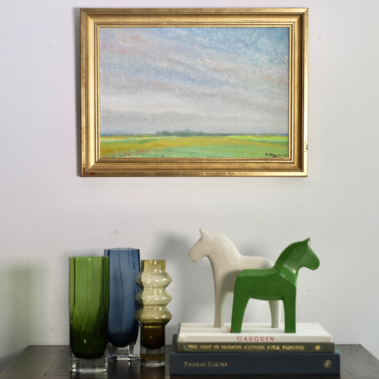 Mid Century Vintage Oil Painting From Sweden 1957