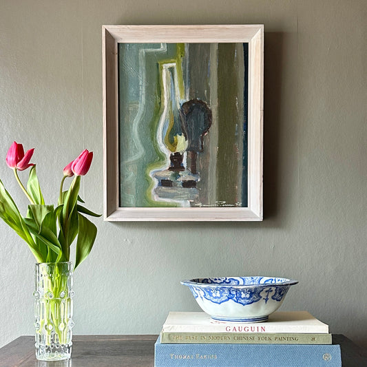 Mid Century Original Still Life Oil Painting By G Persson Sweden 1956