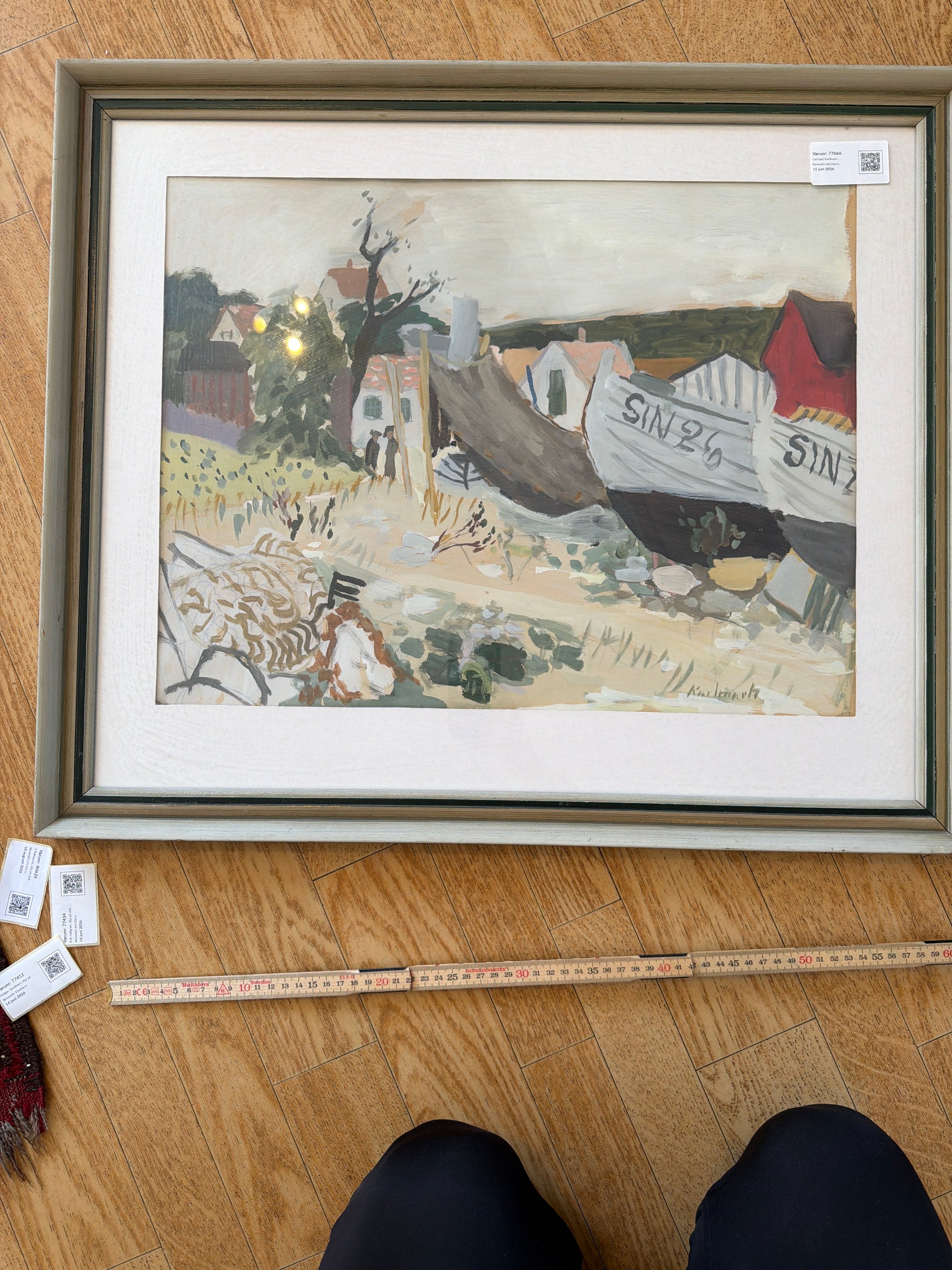 Mid Century Original Coastal Painting By G Karlmark Sweden