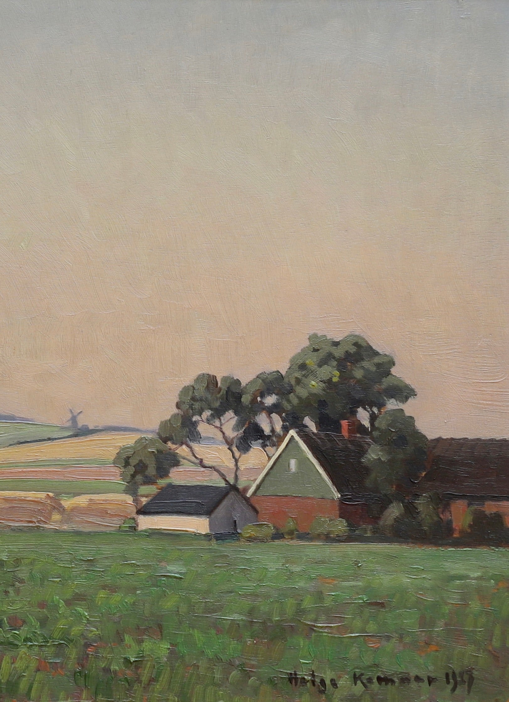 Original Vintage Farmhouse Oil Painting from Sweden 1927