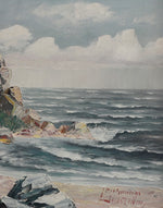 Vintage Coastal Painting by from Sweden by Lindström