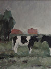 Vintage Art Room Original Oil Painting of Cows From Sweden