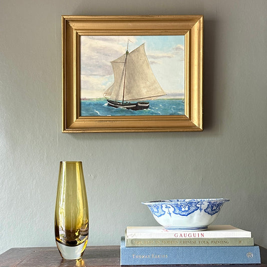 Vintage Art Room Mid Century Original Oil Painting from Sweden