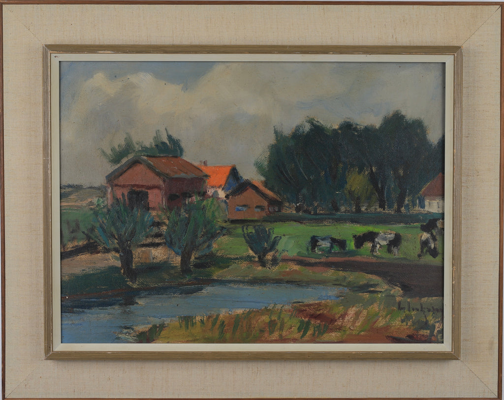 Mid Century Oil Painting From Sweden by G Isaksson