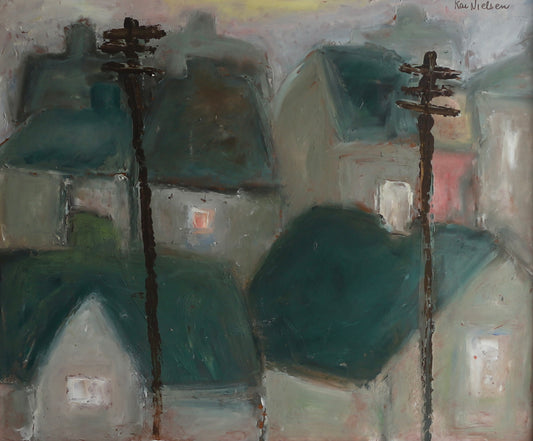 Vintage Art Room Landscape Oil Painting From Sweden by K Nielsen