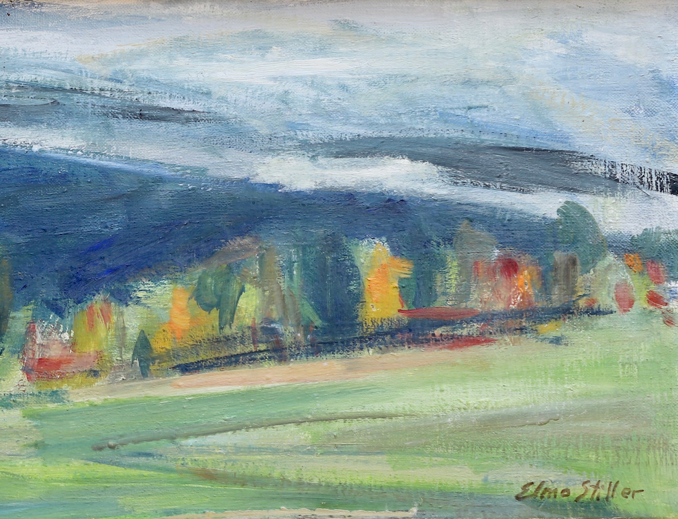 Vintage Art Room Original Landscape Oil Painting from Sweden