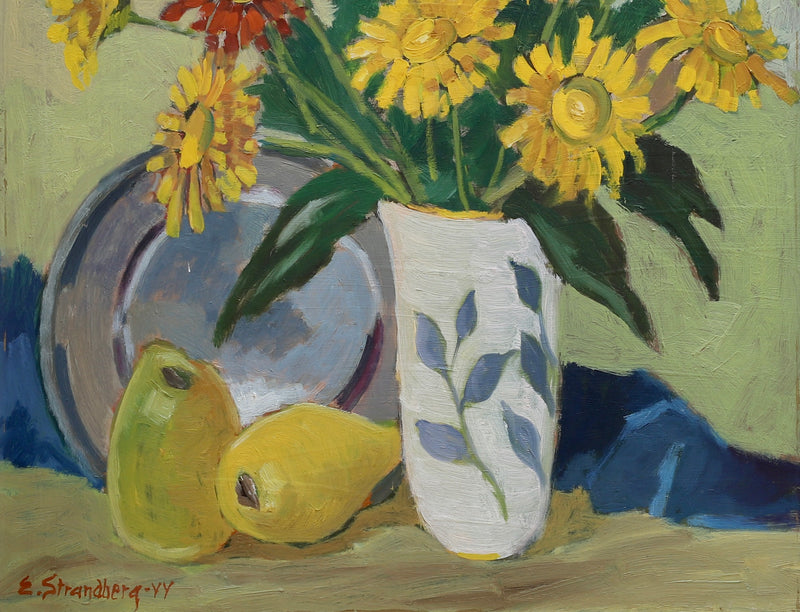 Mid Century Floral Still Life from Sweden 1944