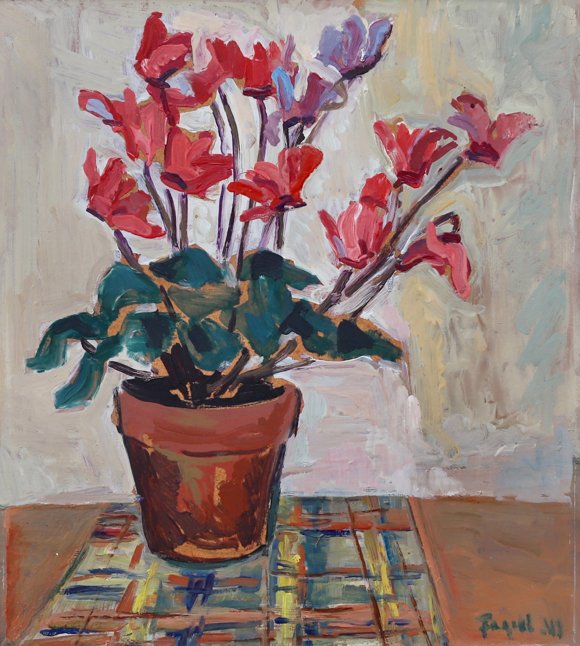 Vintage Art Room Original Still Life Oil Painting Sweden