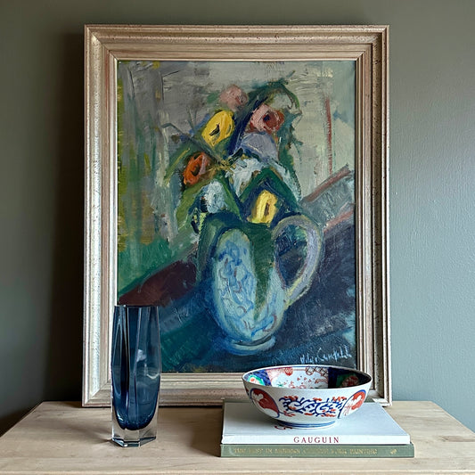 Vintage Art Still Life Original Oil Painting From Sweden H Cardell