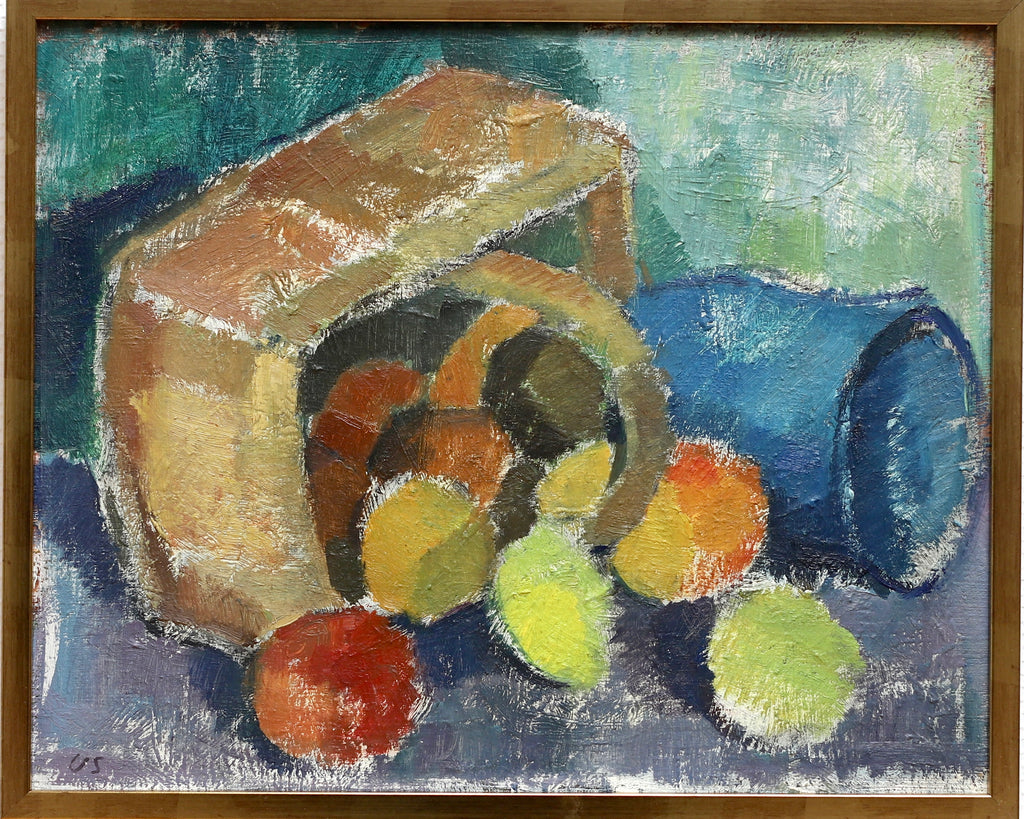 Mid Century Vintage Art Still Life Oil Painting From Sweden