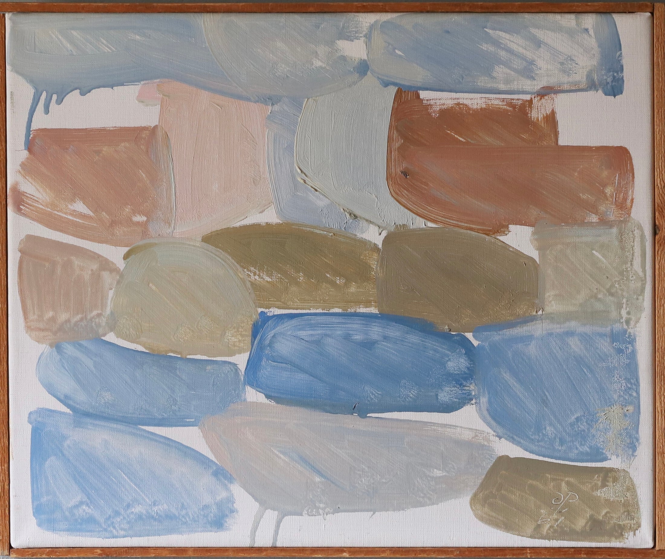 Striking Mid Century Abstract Oil Painting By O Palm 1961