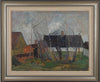 Mid Century Original Vintage Coastal Oil Painting from Sweden