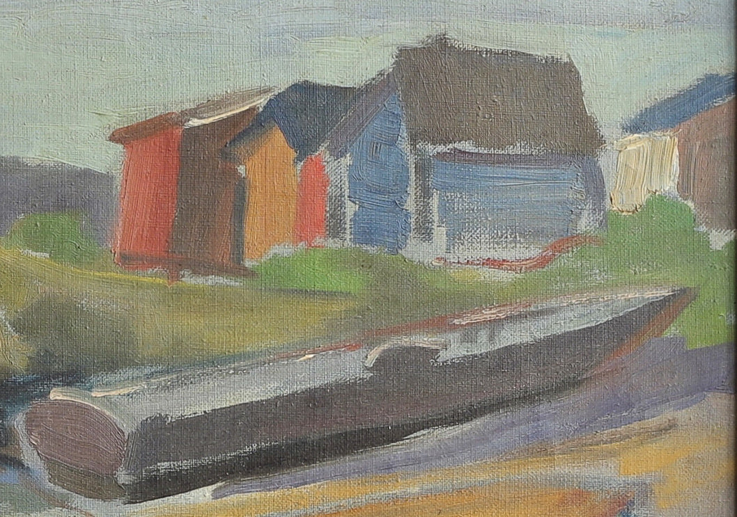 Mid Century Vintage Art Original Coastal Oil Painting from Sweden