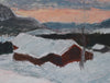 Vintage Art Room Original Winter Oil Painting from Sweden 1964