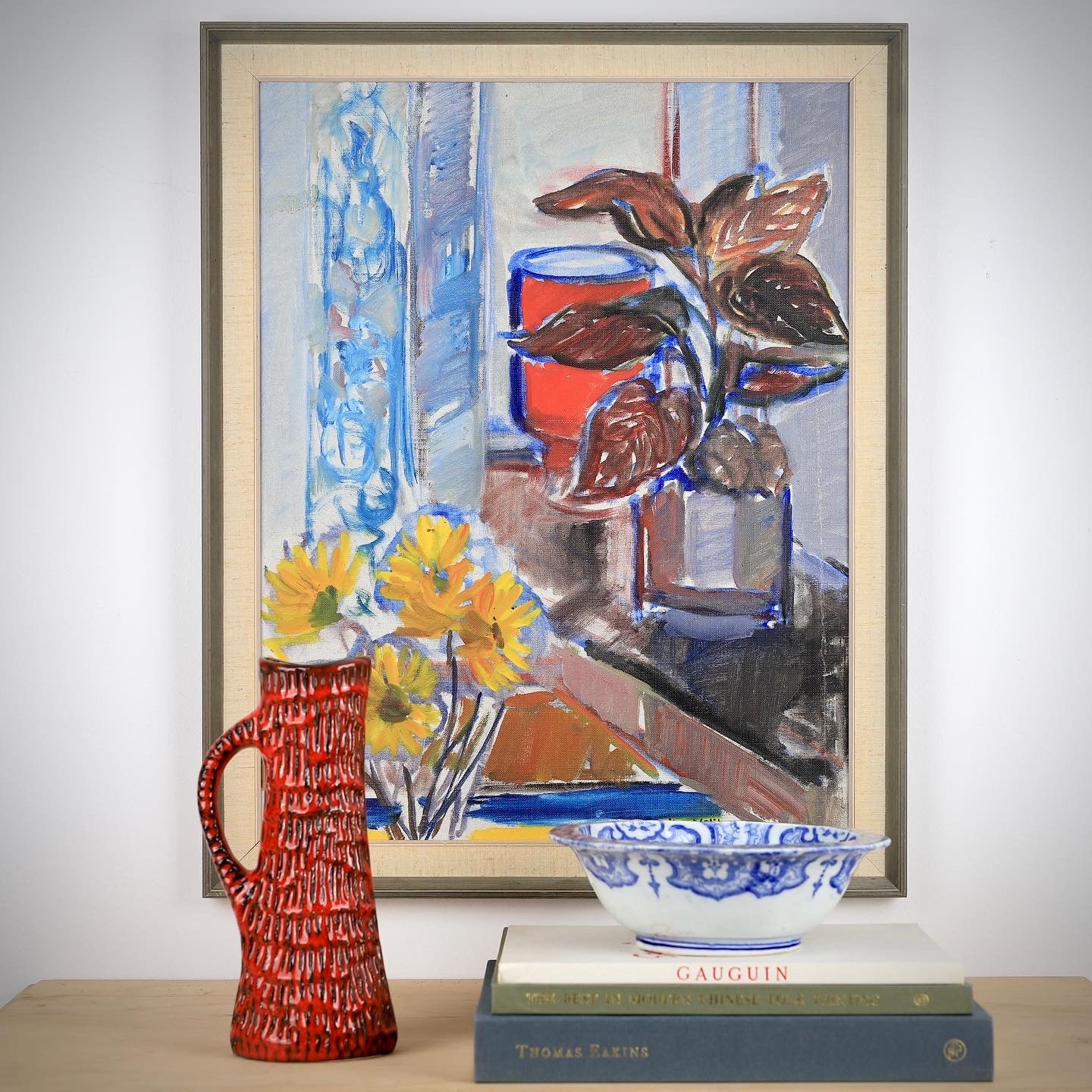 Vintage Mid Century Swedish Art Still Life Oil Painting