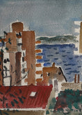 Load image into Gallery viewer, Vintage Art Mid Century Cityscape From Sweden by L Herder
