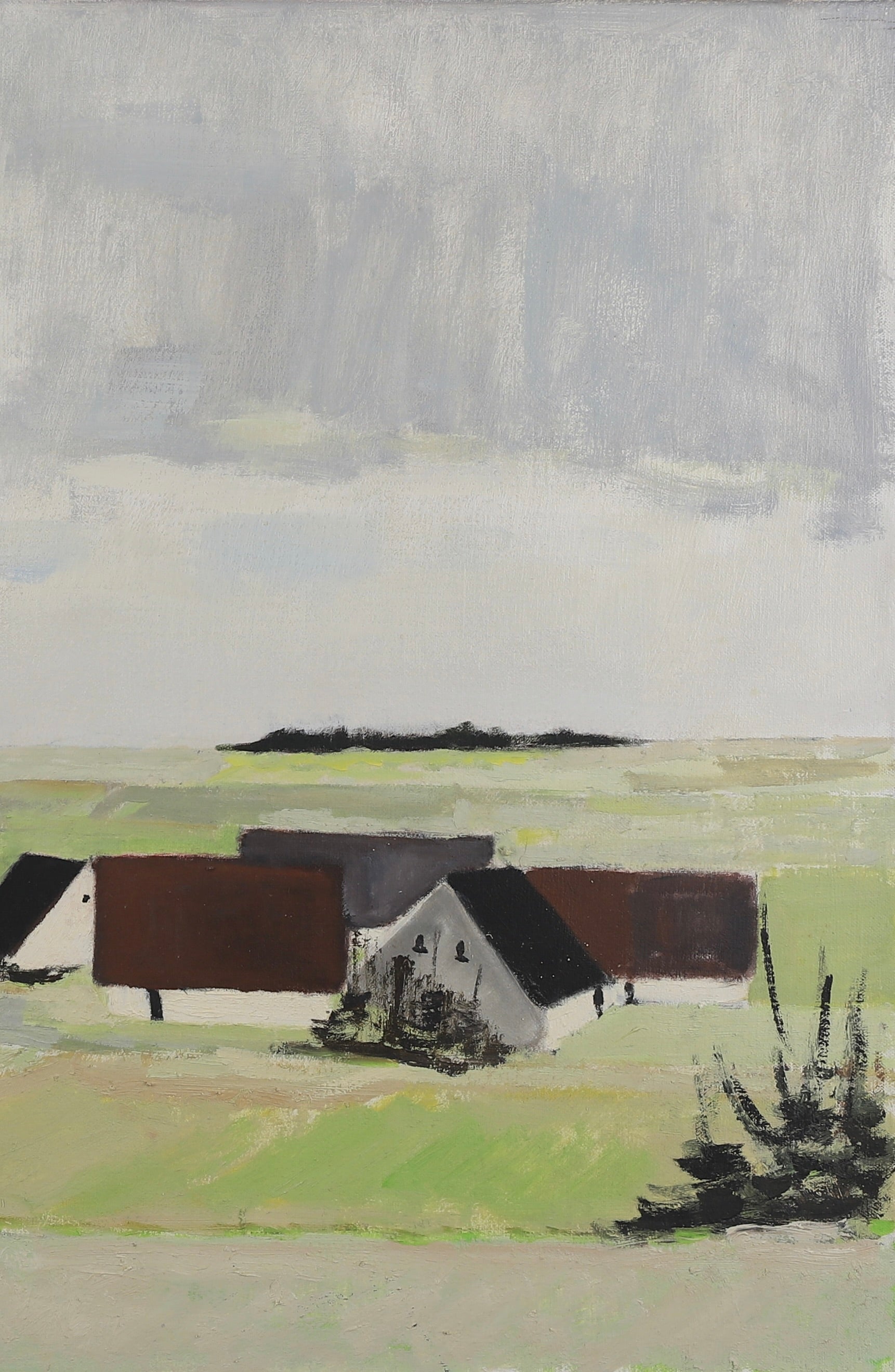 Mid Century Original Farmhouse Oil Painting from Sweden