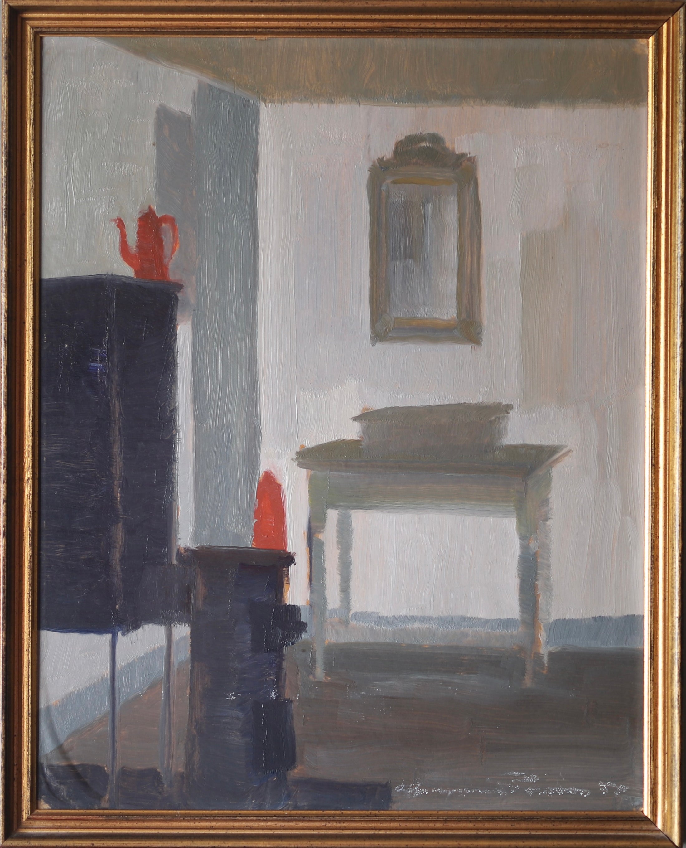 Mid Century Original Interior Oil Painting By G Persson Sweden