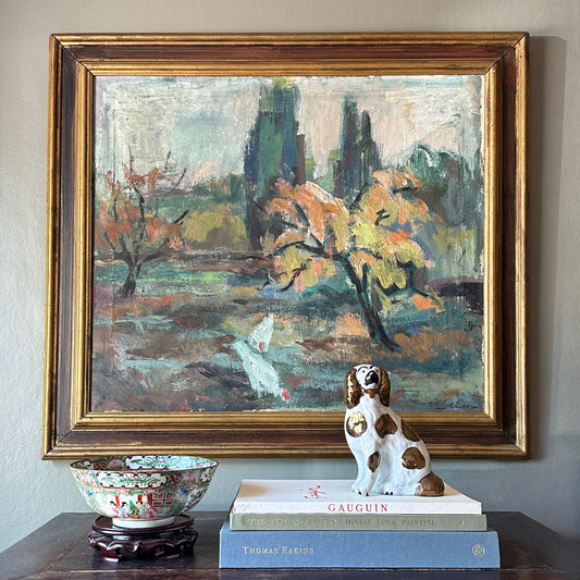 Mid Century Chicken Oil Painting From Sweden