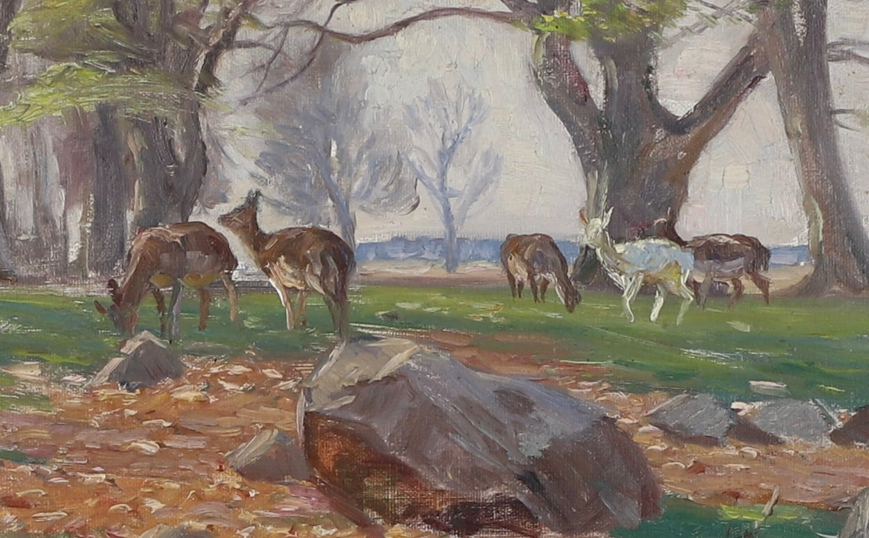 Mid Century Original Landscape Oil Painting by R Nielsen