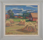 Vintage Mid Century Haystack Painting Sweden