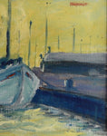 Load image into Gallery viewer, Original Vintage Art Oil Painting Of Harbor From Sweden

