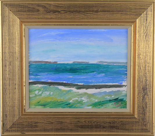 Vintage Coastal Painting from Sweden by G Brunius