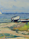 Vintage Art Coastal Oil Painting by from Sweden from 1948