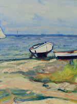 Vintage Art Coastal Oil Painting by from Sweden from 1948