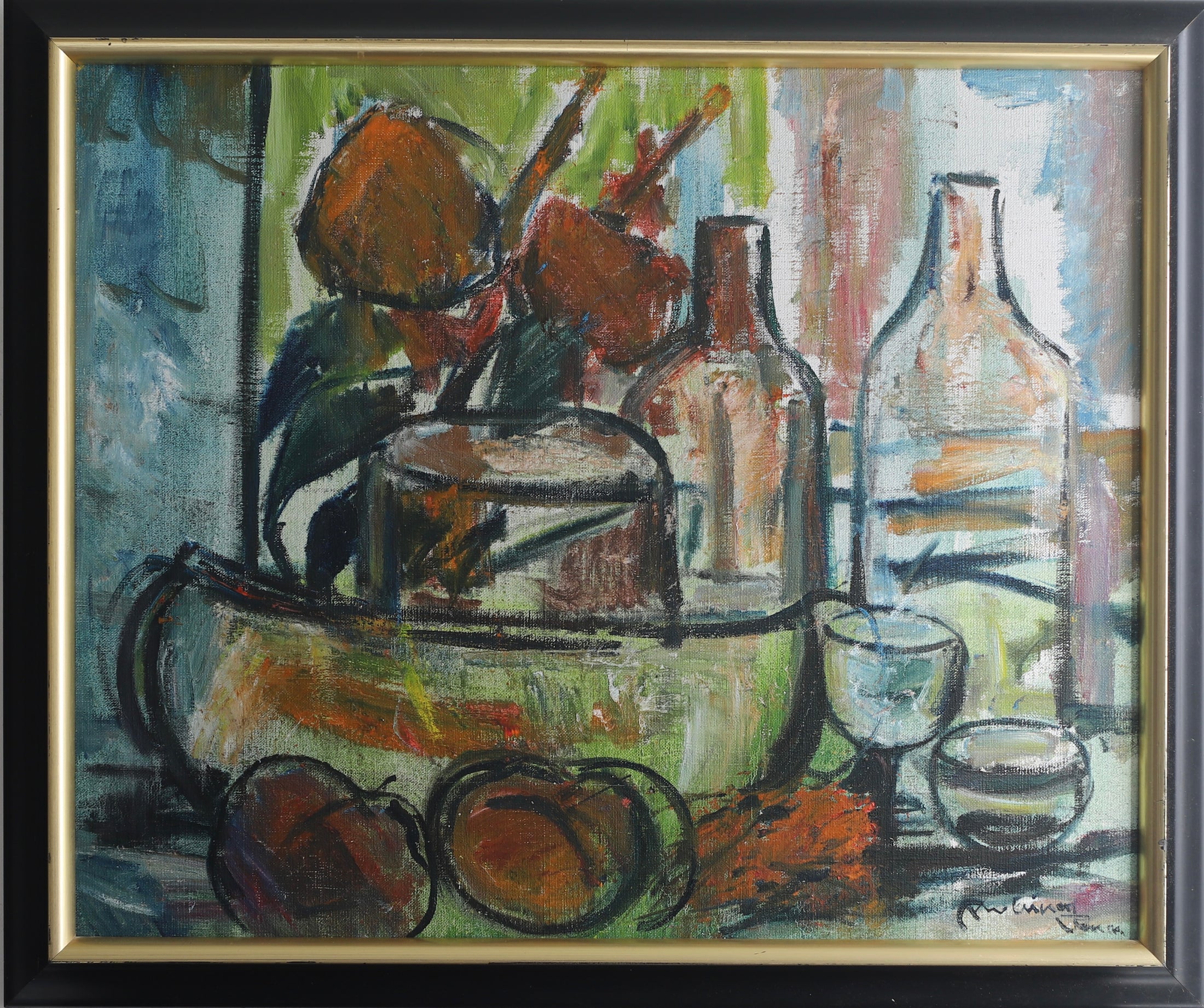 Vintage Mid Century Swedish Art Still Life Oil Painting