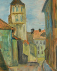 Load image into Gallery viewer, Mid Century Original Cityscape Oil Painting From Sweden 1965
