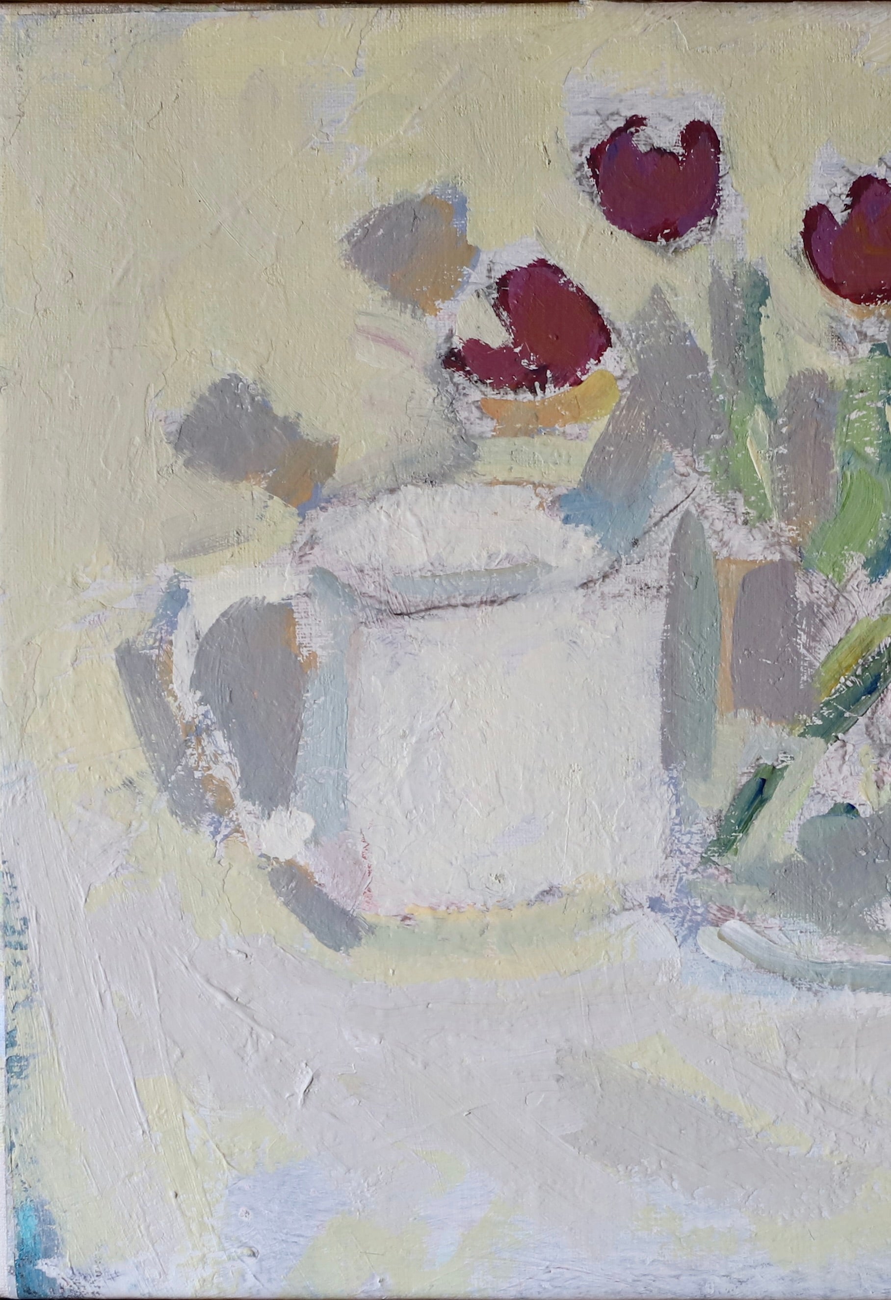 Mid Century Original Still Life Oil Painting of Tulips From Sweden