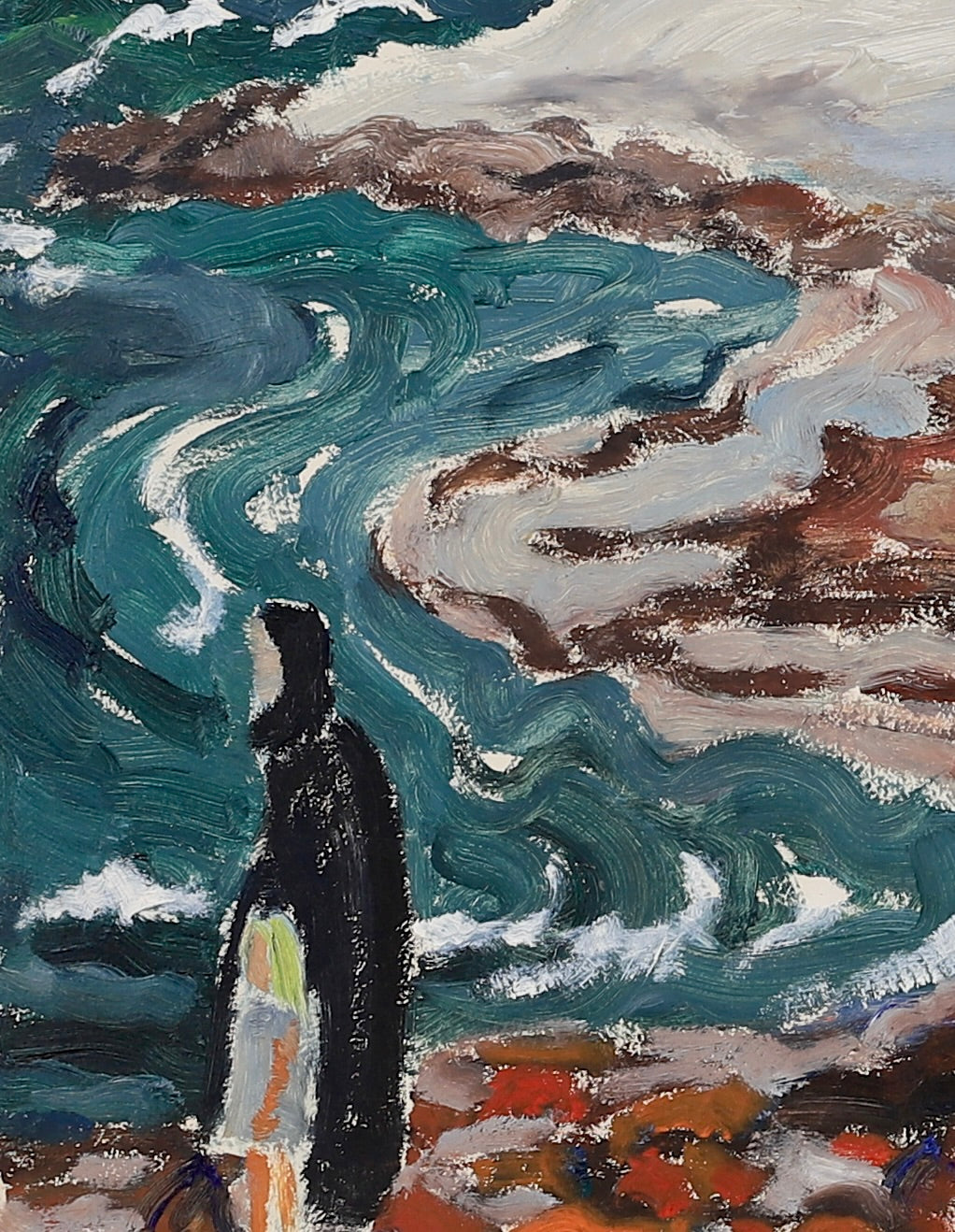 Vintage Art Room Original Coastal Oil Painting Sweden