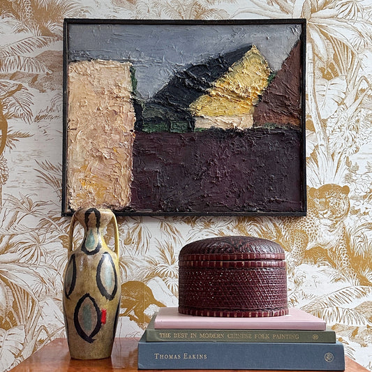 Mid Century Original Vintage Oil Painting from Sweden