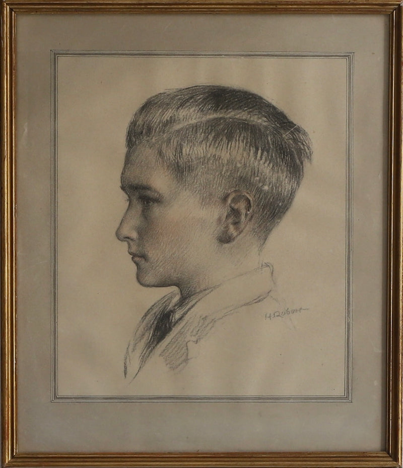 Vintage Boy's Portrait Drawing From Sweden