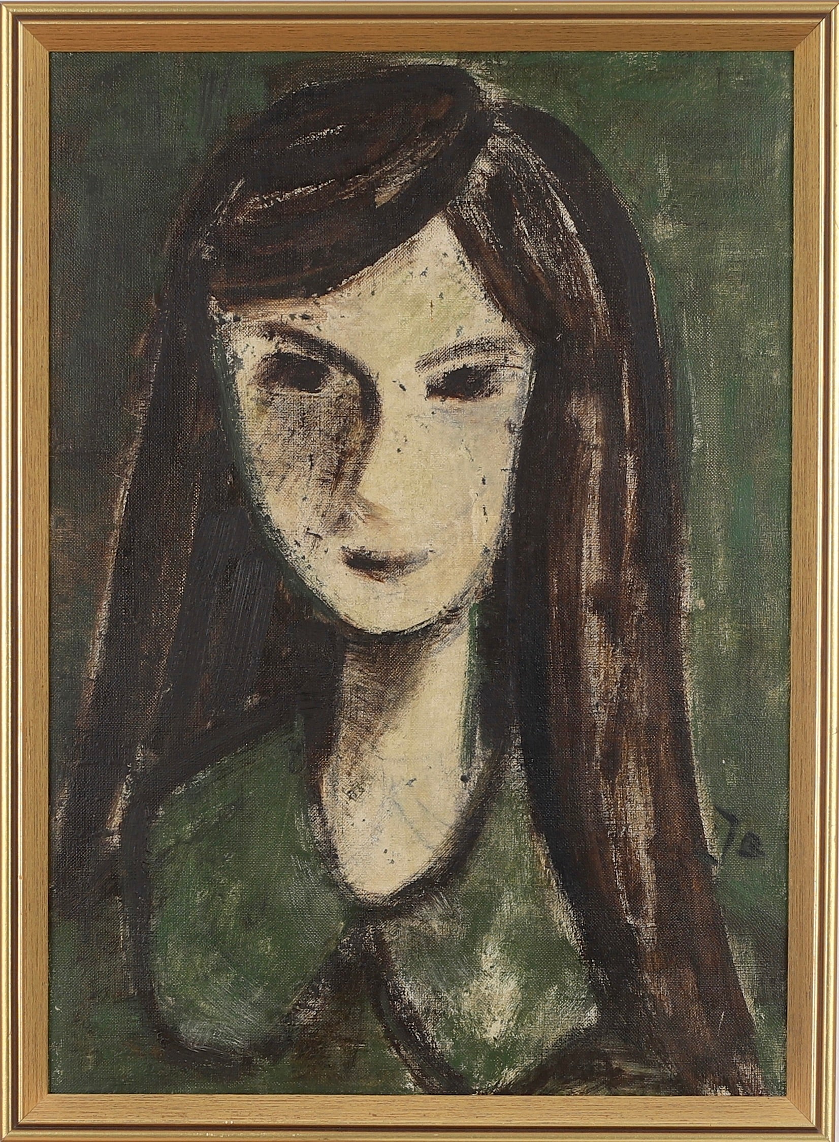Vintage Woman's Portrait Oil Painting From Sweden