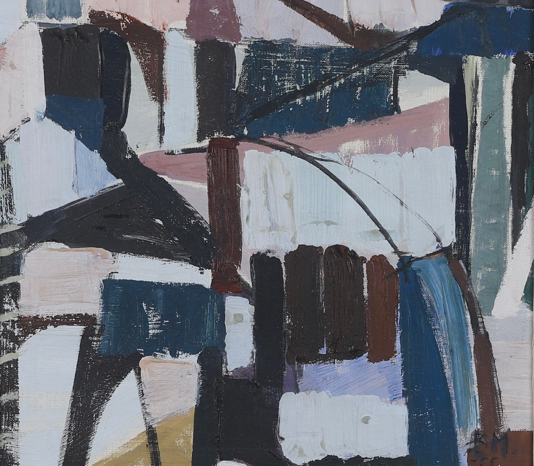 Mid Century Vintage Abstract Painting From Sweden