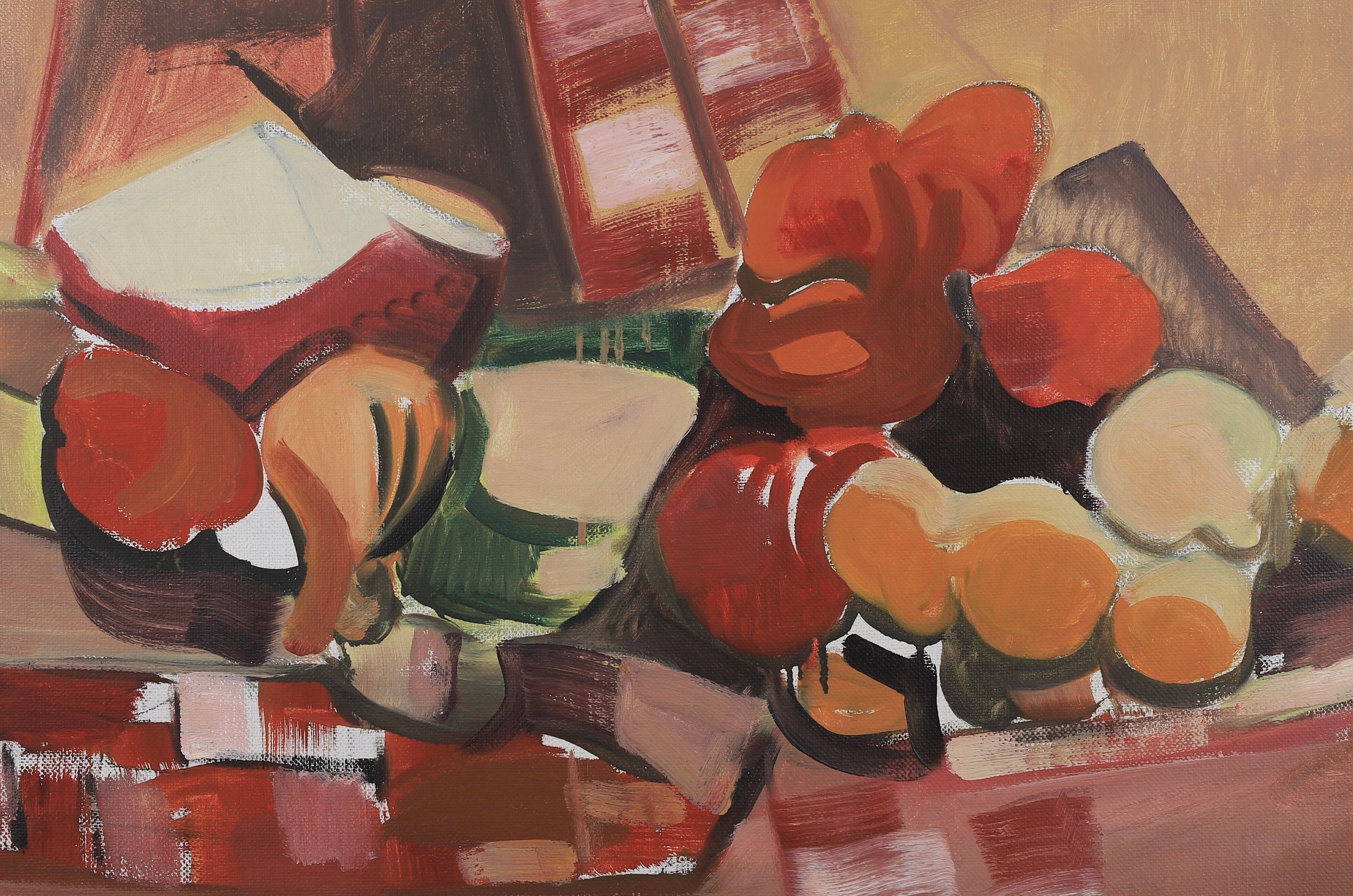 Vintage Art Room Original Kitchen Still Life Oil Painting Sweden