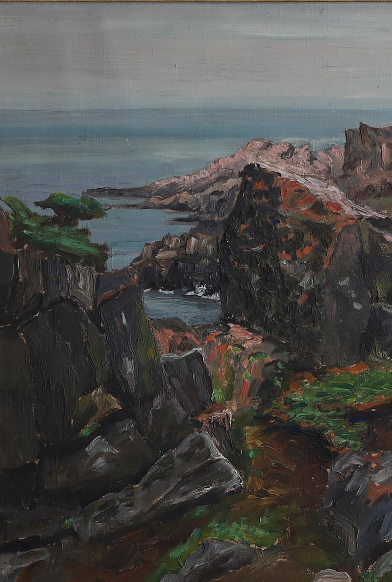 Vintage Art Coastal Oil Painting by from Sweden from 1935