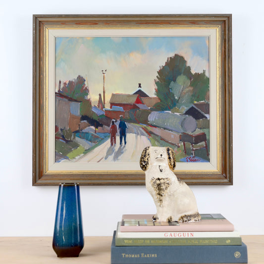 Mid Century Original Oil Painting From Sweden By E Skans